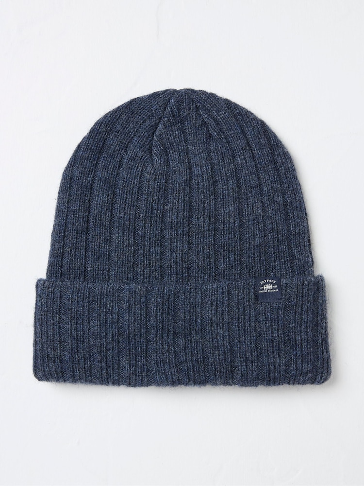 FatFace Sebastian Blue Marl Rib Beanie - Image 1 of 2