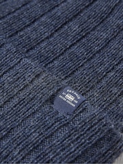 FatFace Sebastian Blue Marl Rib Beanie - Image 2 of 2