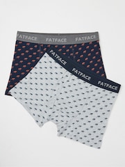 FatFace Navy Moose Print Boxers 2 Pack - Image 1 of 2