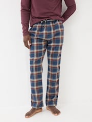 FatFace Navy Chepstow Check 100% Cotton Pyjama Bottoms - Image 1 of 7