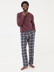 FatFace Navy Chepstow Check 100% Cotton Pyjama Bottoms - Image 3 of 7