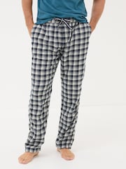 FatFace Wickham Navy Check 100% Cotton Pyjamas Bottoms - Image 1 of 5