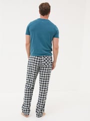 FatFace Wickham Navy Check 100% Cotton Pyjamas Bottoms - Image 2 of 5