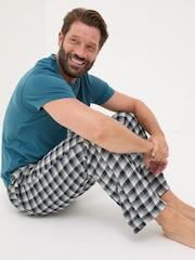 FatFace Wickham Navy Check 100% Cotton Pyjamas Bottoms - Image 4 of 5