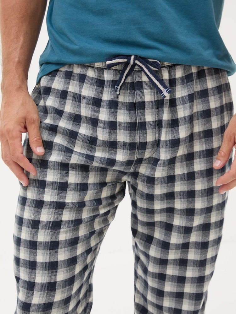 FatFace Wickham Navy Check 100% Cotton Pyjamas Bottoms - Image 5 of 5