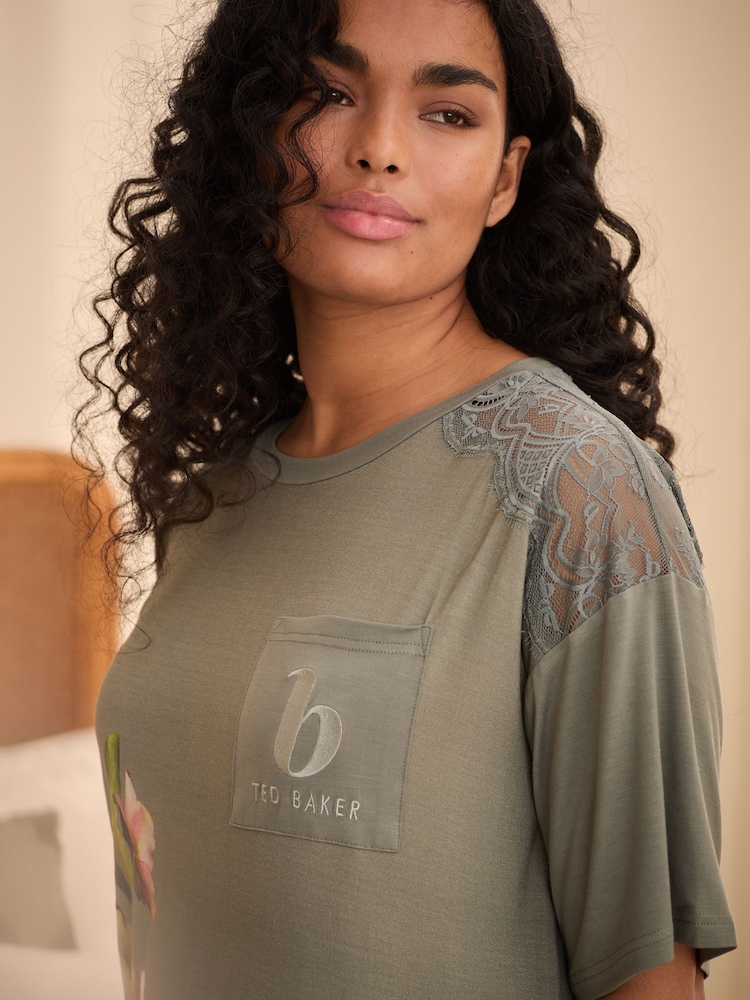 B by Ted Baker Green Jersey Viscose Lace Nightie - Image 10 of 15