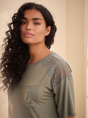B by Ted Baker Green Jersey Viscose Lace Nightie - Image 6 of 15
