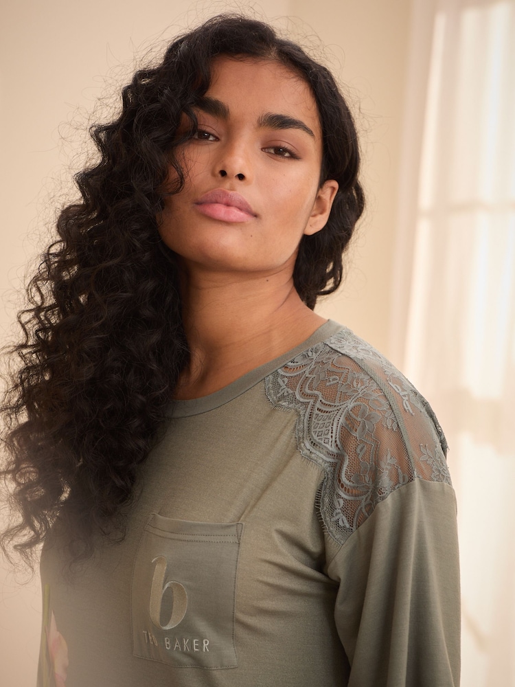 B by Ted Baker Green Jersey Viscose Lace Nightie - Image 7 of 15