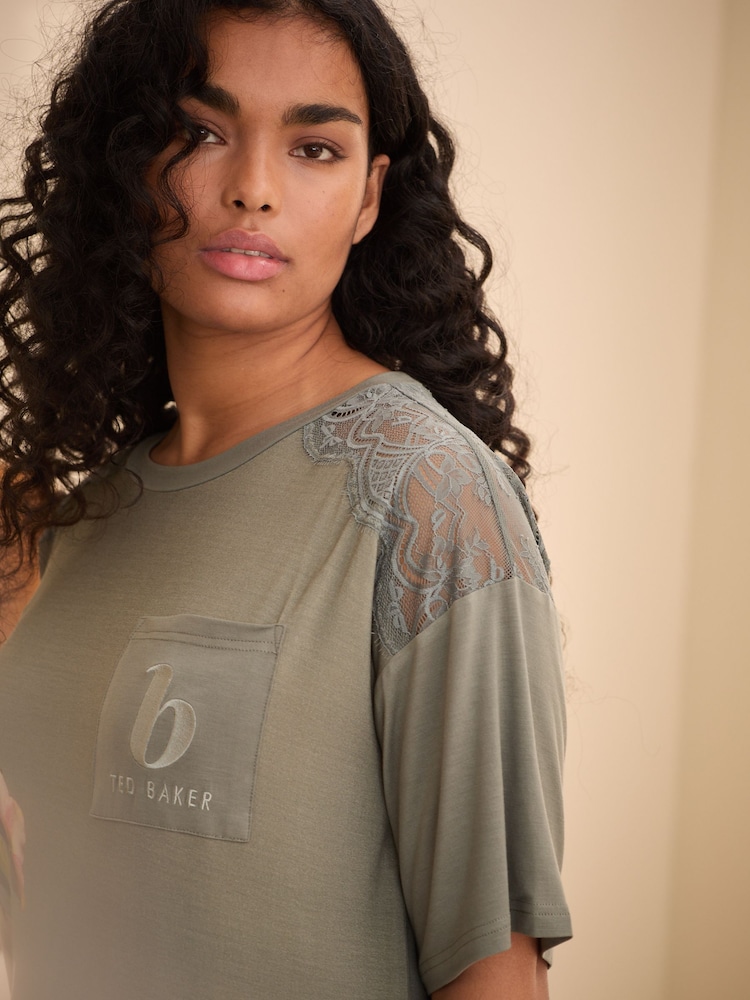 B by Ted Baker Green Jersey Viscose Lace Nightie - Image 9 of 15