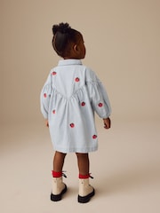 Blue Stripe Strawberry Embroidered Denim Shirt Dress (3mths-8yrs) - Image 3 of 7