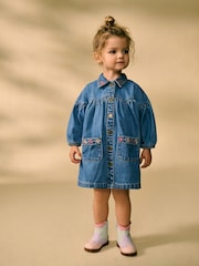 Blue Embroidered Denim Shirt Dress (3mths-8yrs) - Image 1 of 8