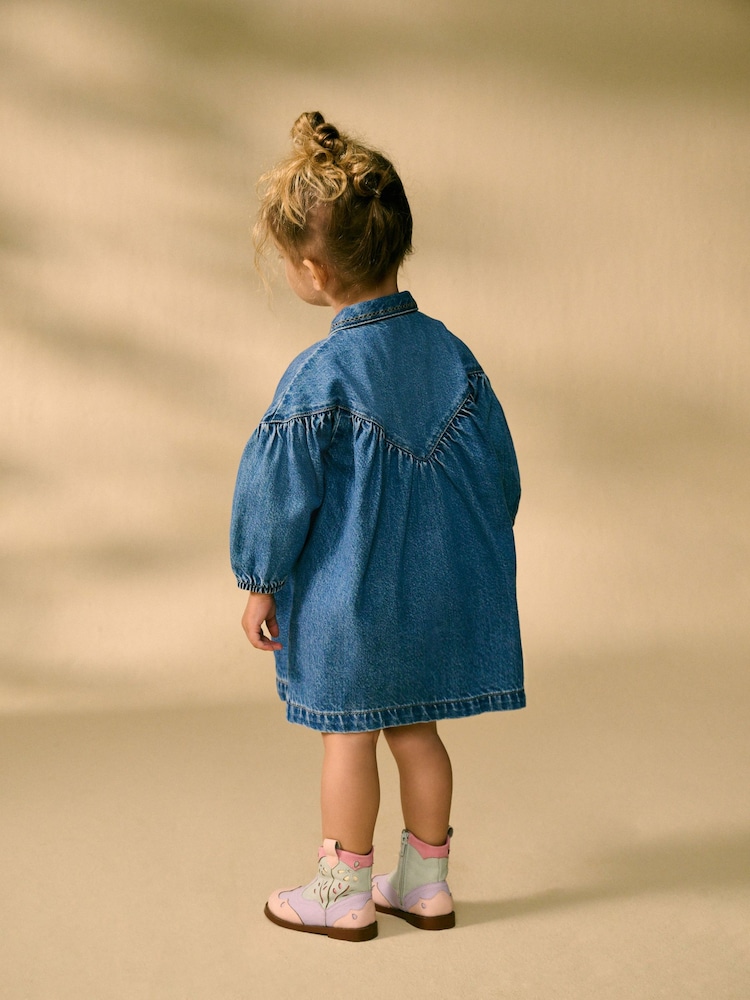 Blue Embroidered Denim Shirt Dress (3mths-8yrs) - Image 2 of 8