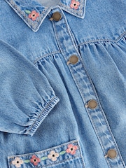 Blue Embroidered Denim Shirt Dress (3mths-8yrs) - Image 7 of 8