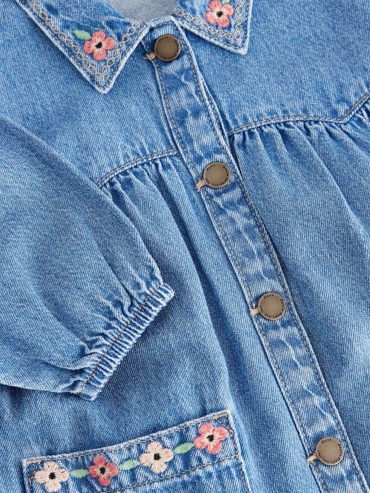 Buy Blue Embroidered Denim Shirt Dress (3mths-8yrs) from Next Sweden