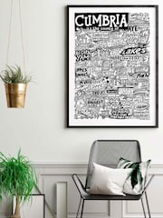 Sketchbook Design Black Cumbria Landmarks Illustration Framed Wall Art Print - White A4 Frame - Image 4 of 4