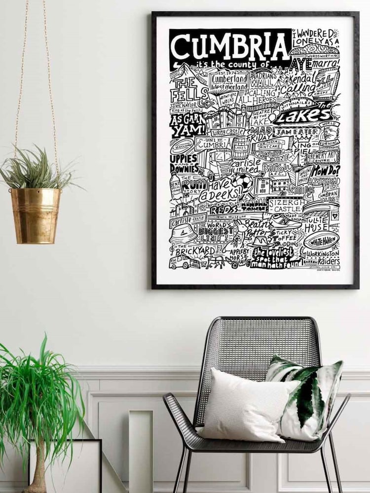 Sketchbook Design Black Cumbria Landmarks Illustration Framed Wall Art Print - White A4 Frame - Image 4 of 4 Sketchbook Design Black Cumbria Landmarks Illustration Framed Wall Art Print - White A4 Frame - Image 4 of 4