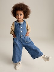Denim 100% Cotton Sleeveless Wide Leg Jumpsuit (3mths-8yrs) - Image 1 of 9