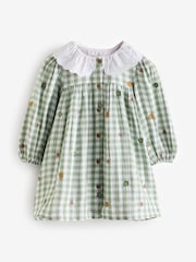 Green Check Embroidered Collar Long Sleeve Dress (3mths-8yrs) - Image 5 of 8