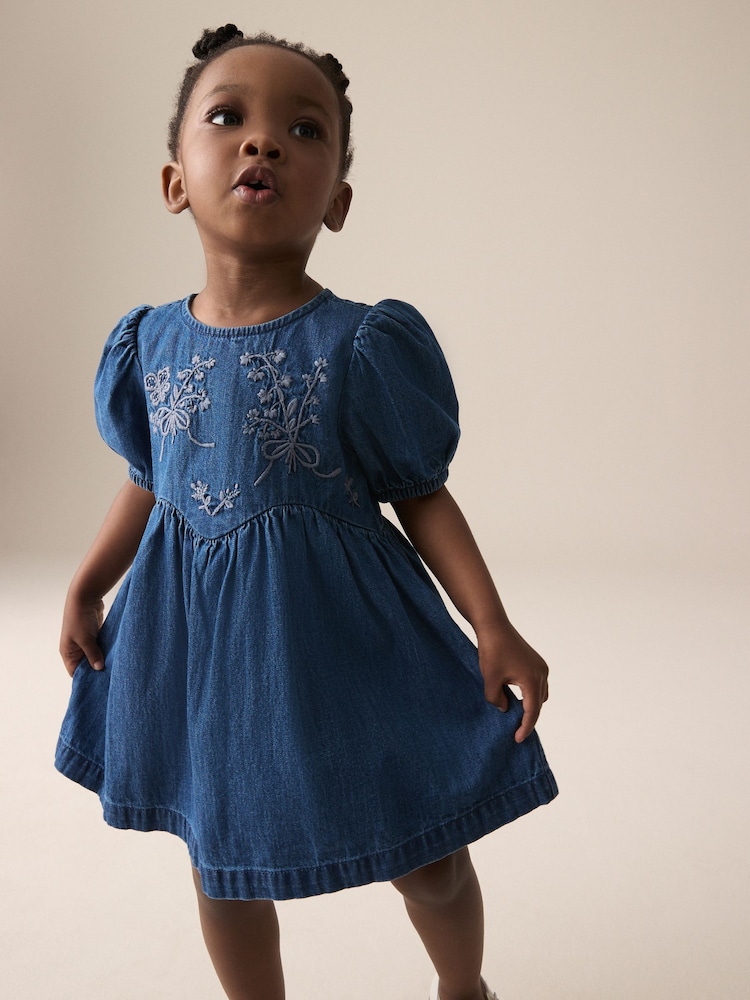 Blue Embroidered Denim Dress (3mths-8yrs) - Image 1 of 5