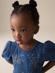 Blue Embroidered Denim Dress (3mths-8yrs) - Image 4 of 5