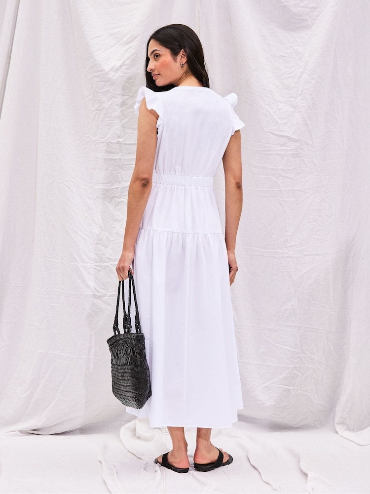 Ro&Zo White Cotton Frill Sleeve Dress - Image 2 of 5
