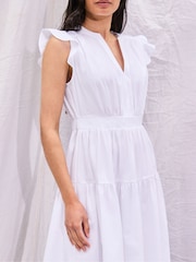 Ro&Zo White Cotton Frill Sleeve Dress - Image 3 of 5