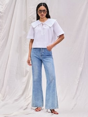 Ro&Zo White Cotton Statement Collar Top - Image 4 of 8