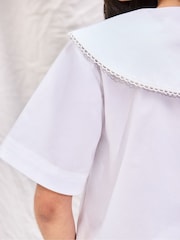 Ro&Zo White Cotton Statement Collar Top - Image 6 of 8