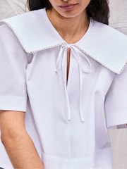 Ro&Zo White Cotton Statement Collar Top - Image 7 of 8