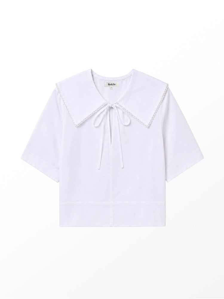 Ro&Zo White Cotton Statement Collar Top - Image 8 of 8