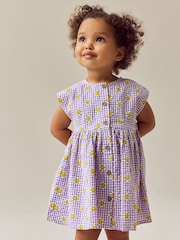 Purple Gingham Button Through Summer Summer Dress (3mths-8yrs) - Image 1 of 8
