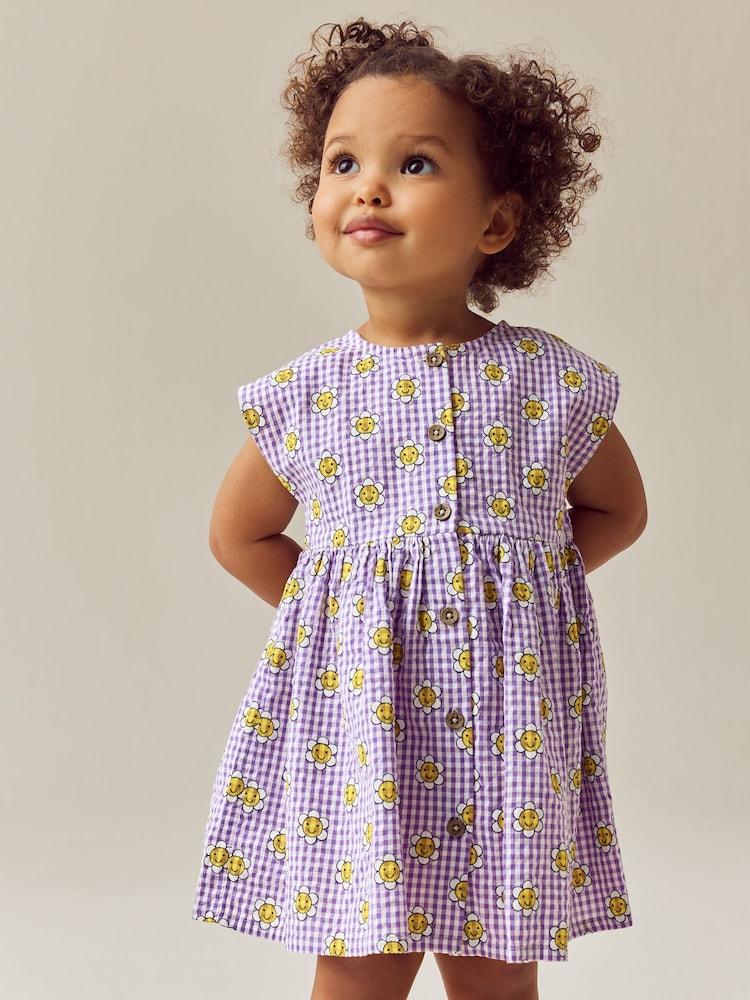 Purple Gingham Button Through Summer Summer Dress (3mths-8yrs) - Image 1 of 8