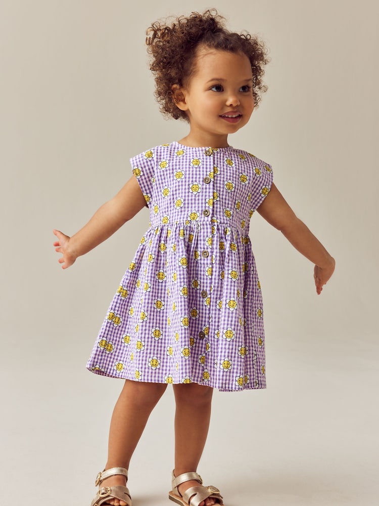 Purple Gingham Button Through Summer Summer Dress (3mths-8yrs) - Image 2 of 8