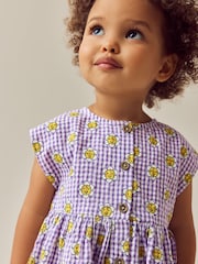 Purple Gingham Button Through Summer Summer Dress (3mths-8yrs) - Image 4 of 8