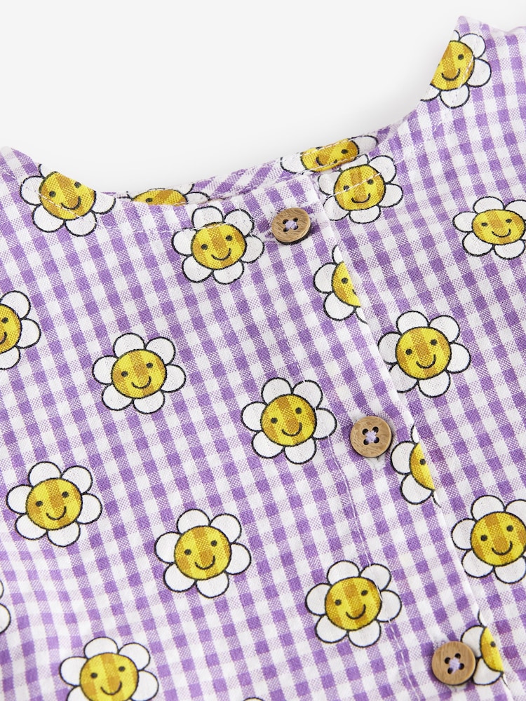 Purple Gingham Button Through Summer Summer Dress (3mths-8yrs) - Image 8 of 8