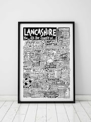 Sketchbook Design Black Lancashire Landmarks Illustration Framed Wall Art Print - Black A4 Frame - Image 2 of 4