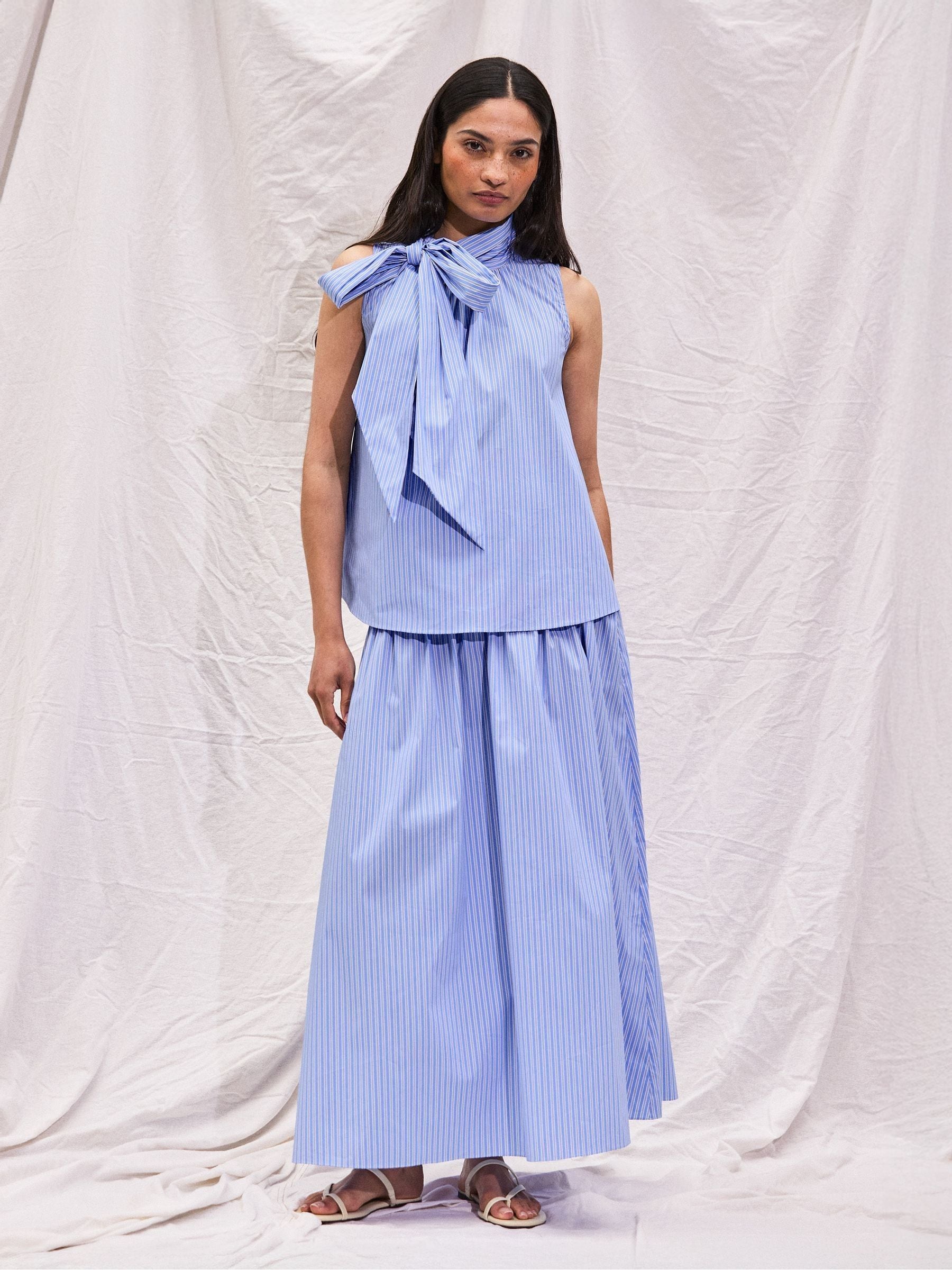 Buy Ro&Zo Blue Stripe Shirred Waist Maxi Skirt from Next USA