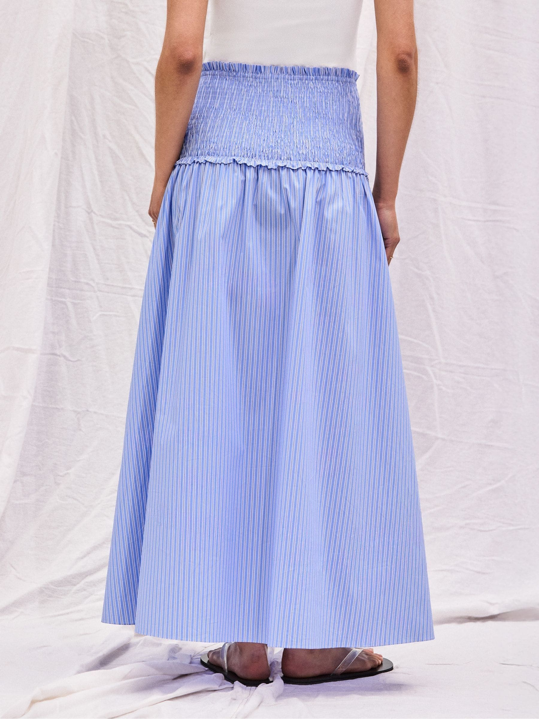 Buy Ro&Zo Blue Stripe Shirred Waist Maxi Skirt from Next USA
