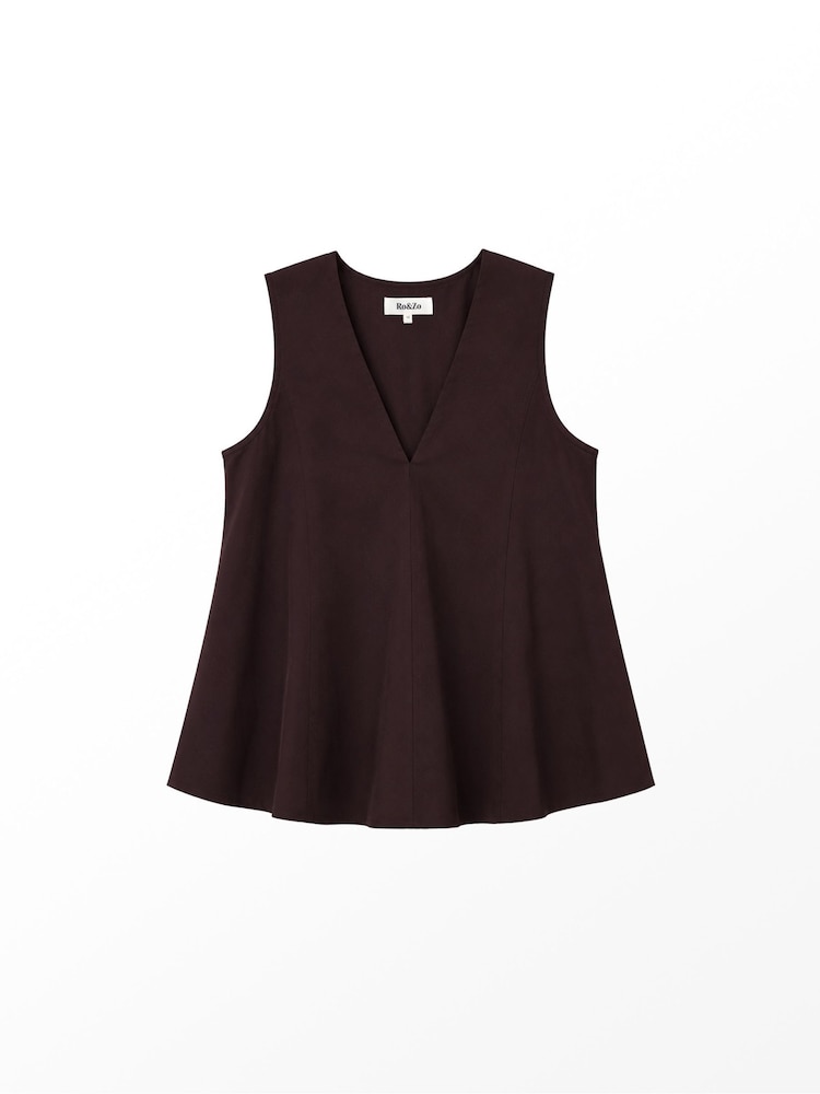 Ro&Zo Brown Cotton Peplum Top - Image 6 of 6