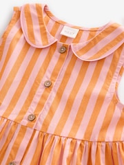 Pink/Yellow Stripe Sleeveless Collar Summer Dress (3mths-10yrs) - Image 10 of 11