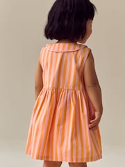 Pink/Yellow Stripe Sleeveless Collar Summer Dress (3mths-10yrs) - Image 5 of 11