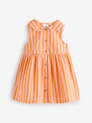 Pink/Yellow Stripe Sleeveless Collar Summer Dress (3mths-10yrs) - Image 8 of 11
