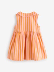 Pink/Yellow Stripe Sleeveless Collar Summer Dress (3mths-10yrs) - Image 9 of 11