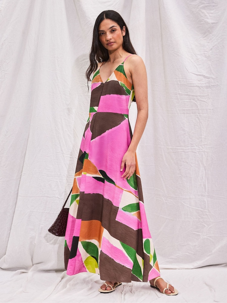 Ro&Zo Pink Abstract Geo Print Dress - Image 1 of 5