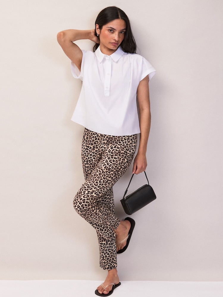 Ro&Zo White Cotton Poplin Gathered Shoulder Shirt - Image 2 of 4
