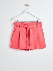 Oliver Bonas Coral Pink Tie Waist Shorts - Image 1 of 5
