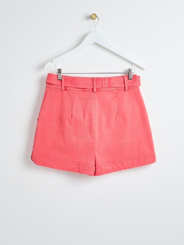 Oliver Bonas Coral Pink Tie Waist Shorts - Image 2 of 5