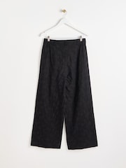 Oliver Bonas Black Broderie Wide Leg 100% Cotton Trousers - Image 2 of 5