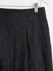 Oliver Bonas Black Broderie Wide Leg 100% Cotton Trousers - Image 4 of 5