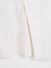 Oliver Bonas White Contrast Stitch 100% Cotton Midi Skirt - Image 8 of 9